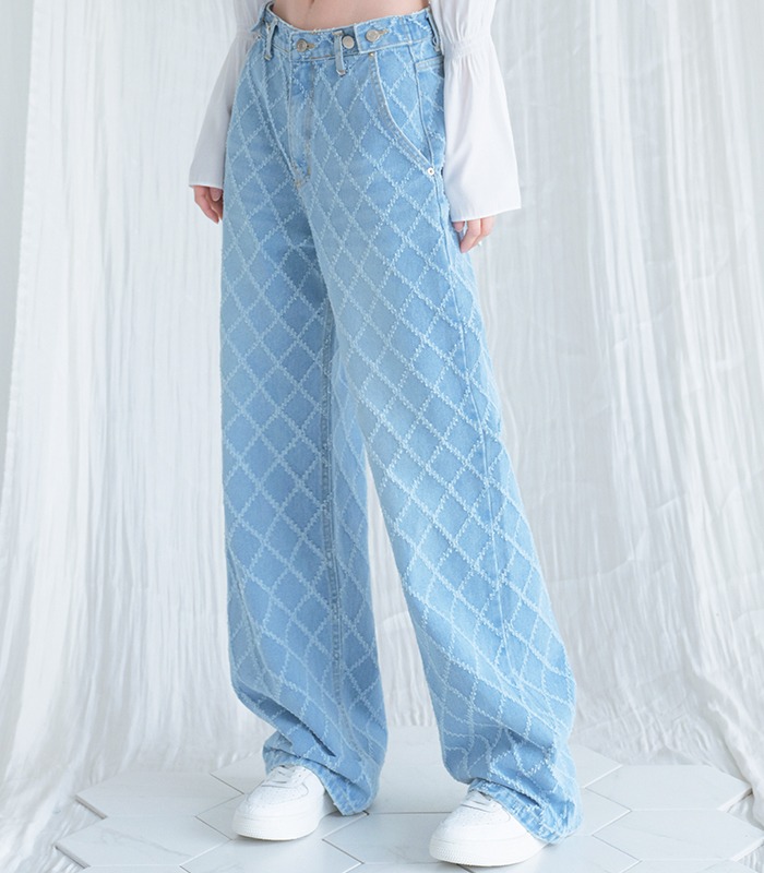 Quilting Wide Pants SKY BLUE