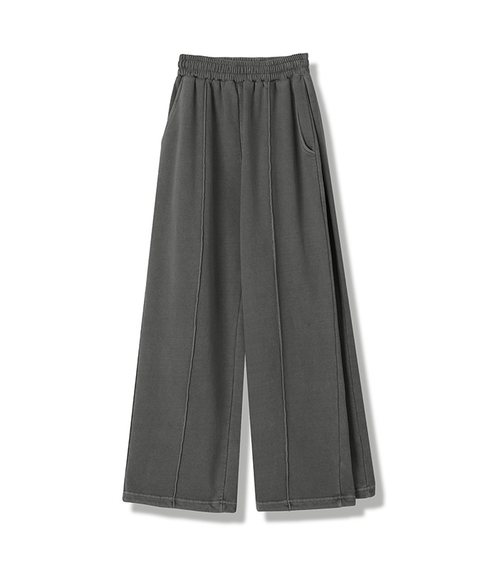 Pintuck Pigment Wide pants CHARCOAL