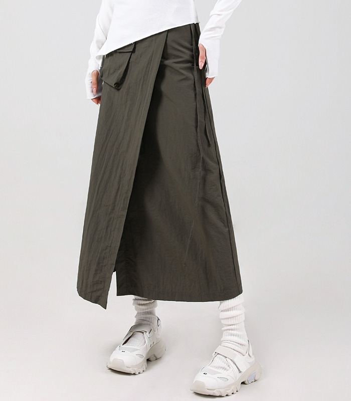 Greta Pocket Wrap Skirt KHAKI