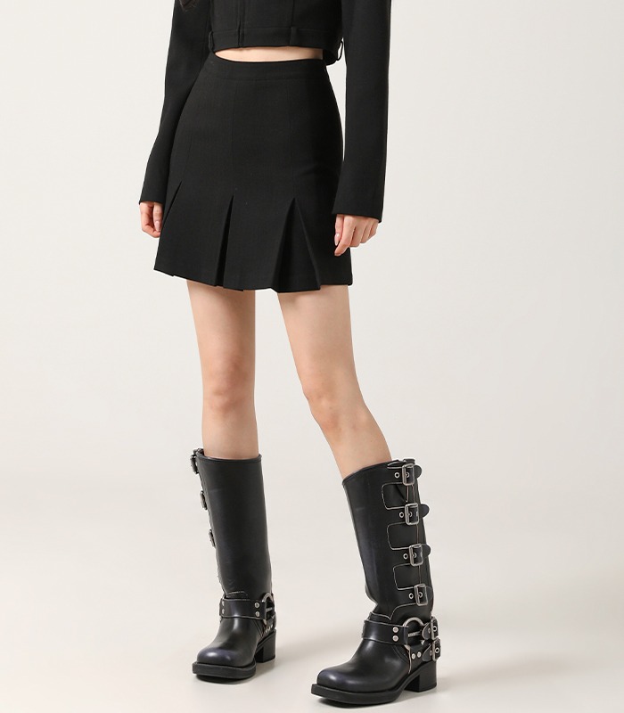 Jaya Pleats Mini Skirt BLACK