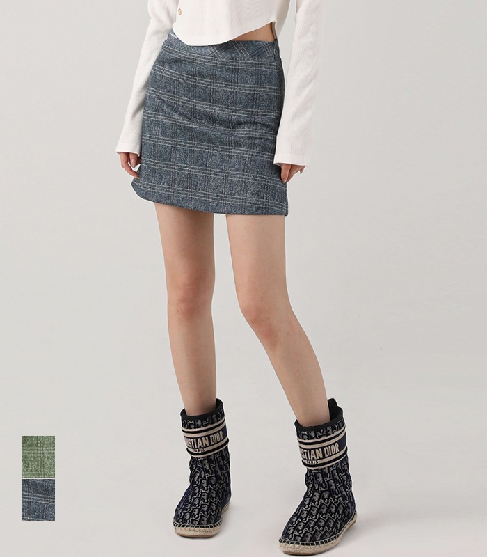 Suede Check Mini Skirt - 2COL