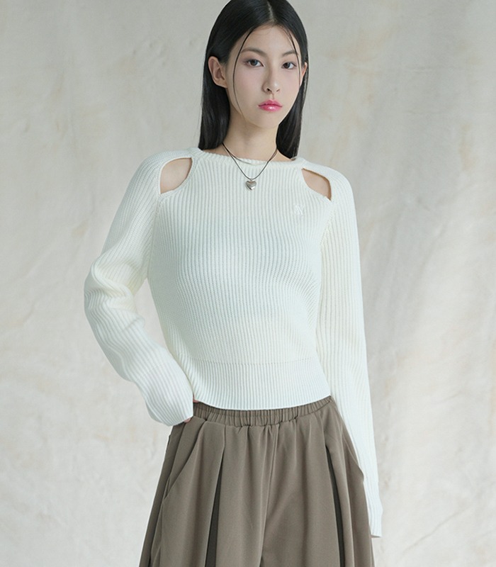 Ribbed Cut-out Knit IVORY
