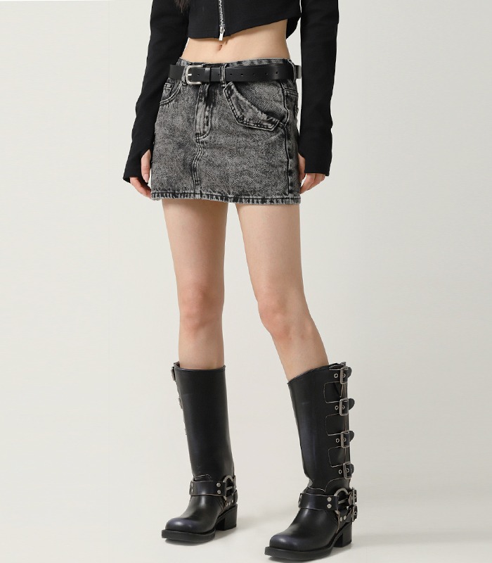 Ava Denim Mini Skirt BLACK