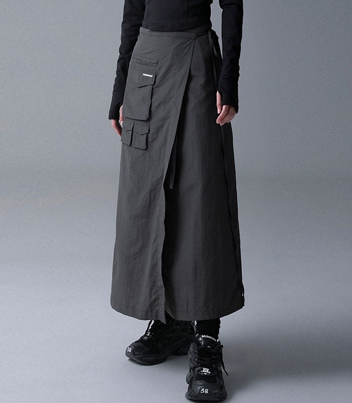 Laeken Pocket Wrap Skirt CHARCOAL